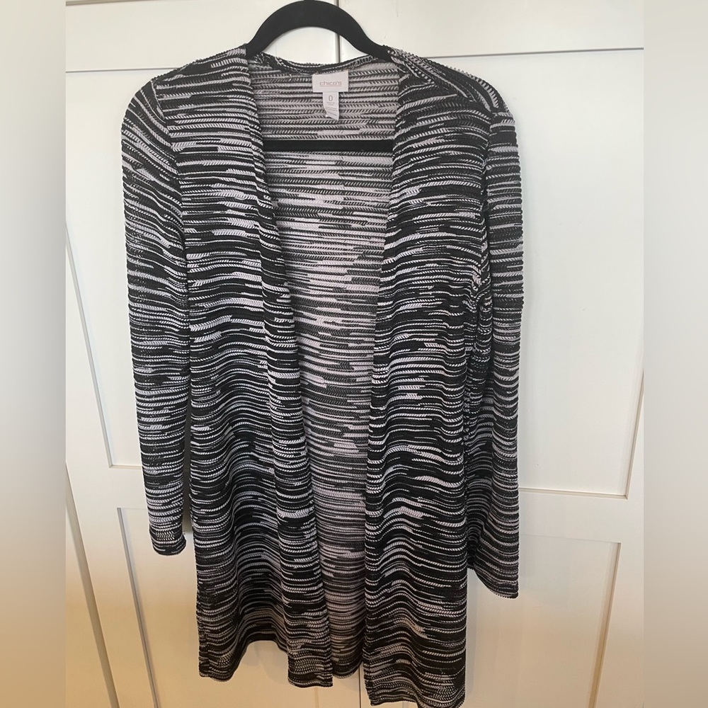 Chicos black & white cardigan, size 0